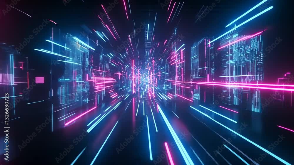 Abstract Neon Light Tunnel Motion Background for Technology and Future Concepts Abstract Neon Light Tunnel Motion Background for Technology and Future Concepts