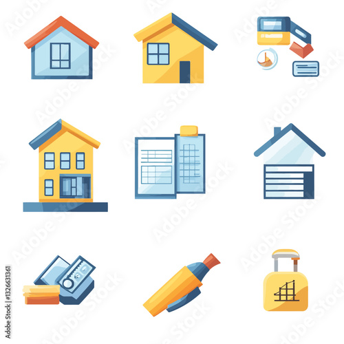 Real Estate and Finance Icons, Investment, Property, Business Symbols