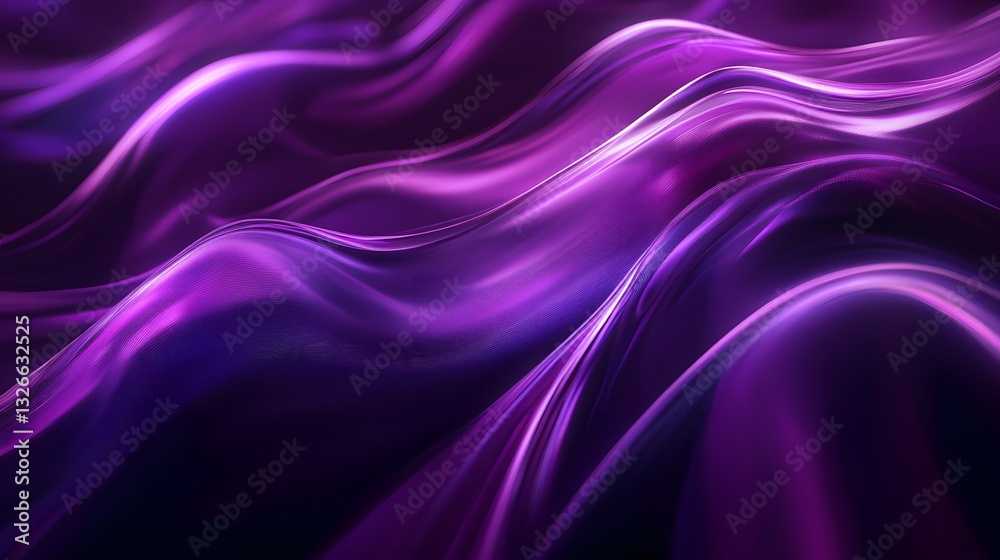 Fototapeta premium Dark Purple Pulsating Waves on Canvas for Abstract Background in Midnight Black and Vibrant Purple Tones