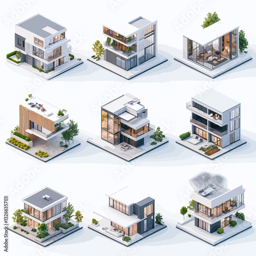 Obraz na płótnie Modern Isometric House Architecture Designs, Architectural Models, Digital Renderings w salonie