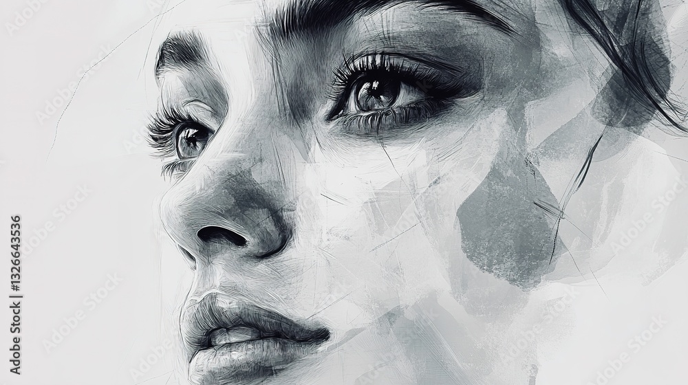 Obraz premium A realistic handmade sketch digital of a human portrait.