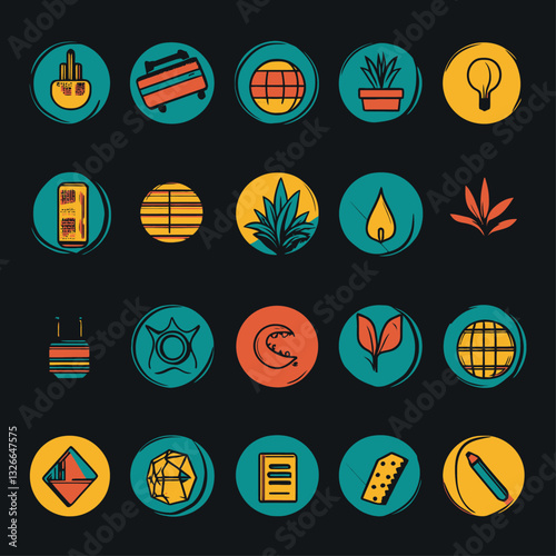 Vector icon set design elements on black background
