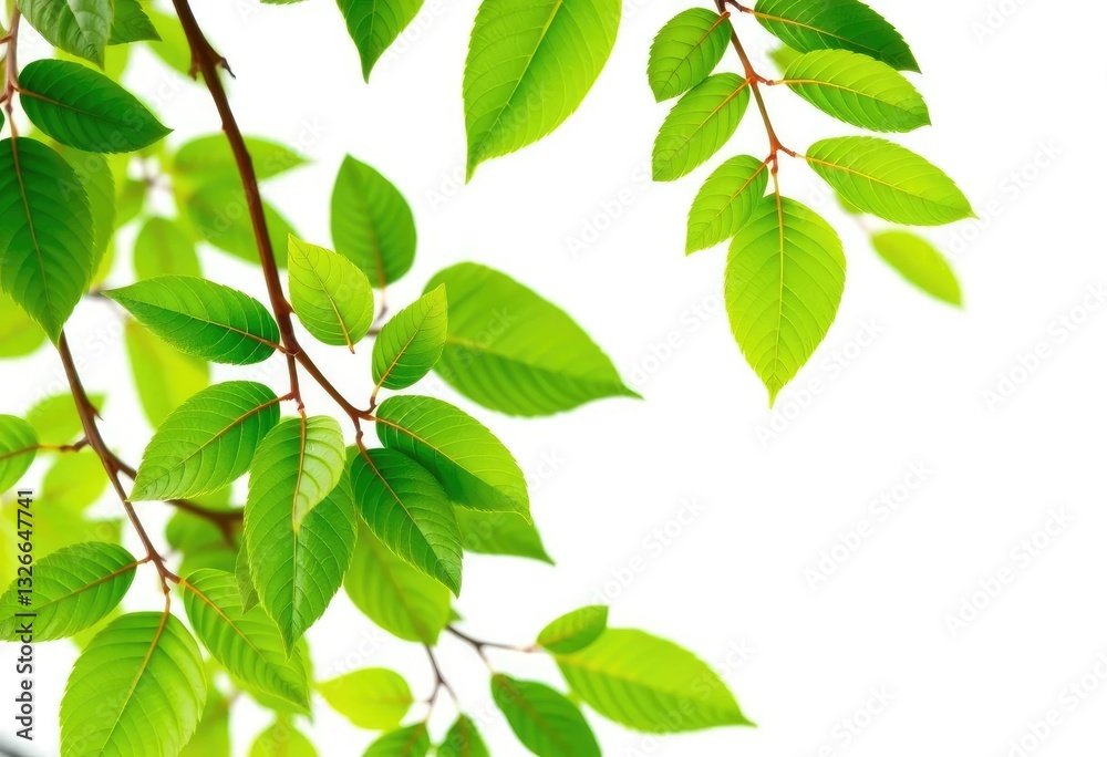 Vibrant green leaves, intricate detail, crisp white backdrop, background, park Vibrant green leaves, intricate detail, crisp white backdrop, background, park