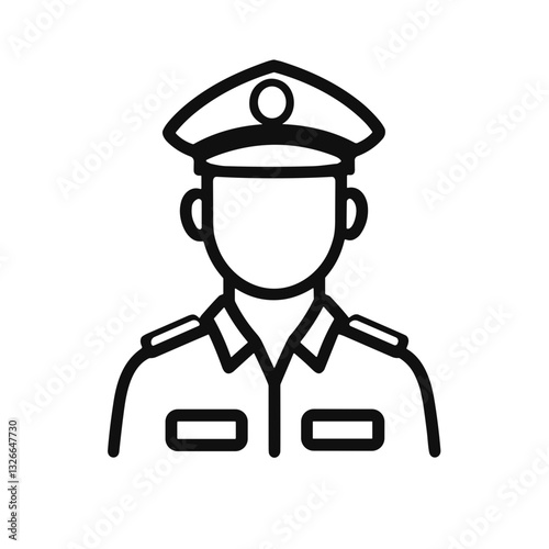 Minimalist line art of a faceless police officer in uniform