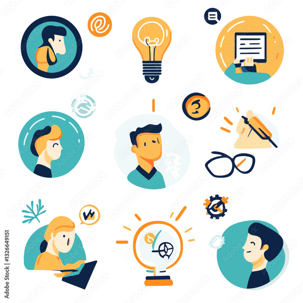 Creative Process Illustration: Idea Generation, Problem Solving, and Innovation. Creative Process Illustration: Idea Generation, Problem Solving, and Innovation.