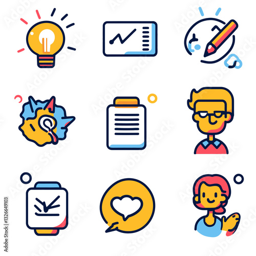 Creative Thinking and Business Set Icons, Concepts of Ideas and Success.