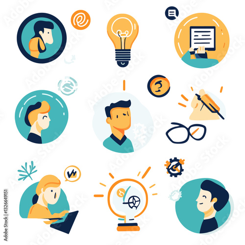 Creative Process Illustration: Idea Generation, Problem Solving, and Innovation.