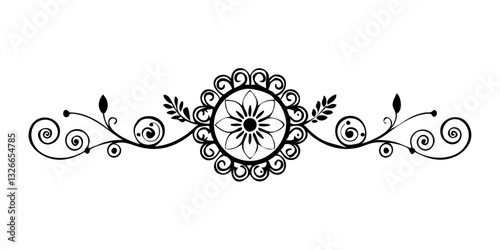 Circular floral decorative line