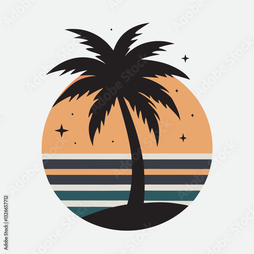 Tshirt design palm tree silhouette