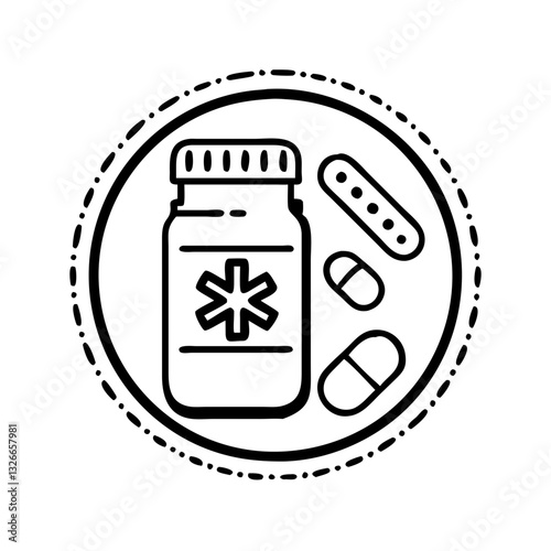 Medicine and prescription pills icon