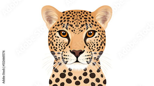 Leopard face illustration with detailed spots and expressive eyes