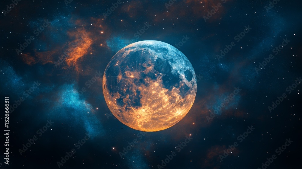 Obraz premium Futuristic Glowing Planet in Outer Space