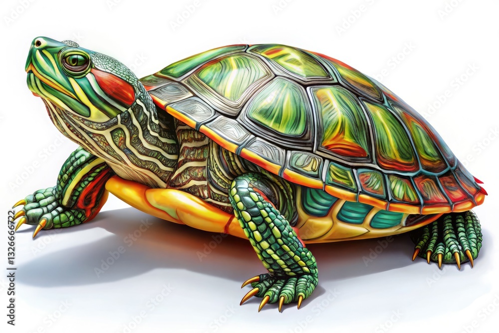 Fototapeta premium Fun turtle and pond slider coloring pages. Easy reptile and aquatic animal designs for kids' coloring books.