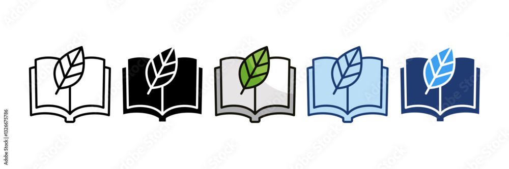 Naklejka premium Eco Library Icon Set Multiple Style Collection
