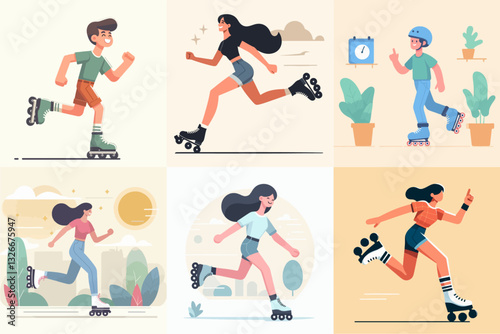 collection of people wearing roller skates