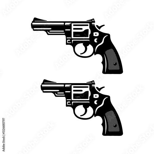 simple silhouette vector illustration of 2 revolvers