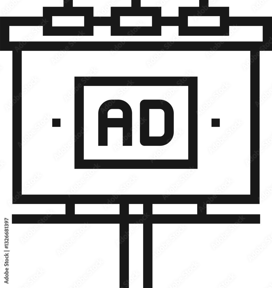 ad campaign flat line web icon concept ad campaign flat line web icon concept