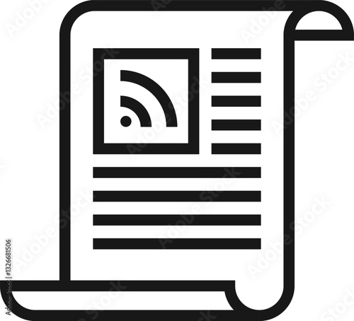 rss feed flat line web icon concept