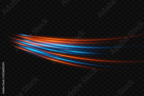 Curved lines. Power energy.  Wake vortex effect.Speed ​​of light.Vector illustration.