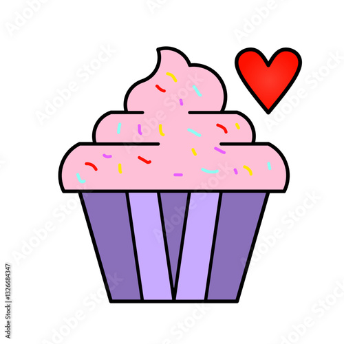 cupcake love icon vector simple design illustration/ sweet valentine element	