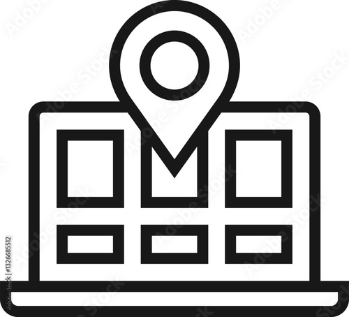 navigation flat line web icon concept