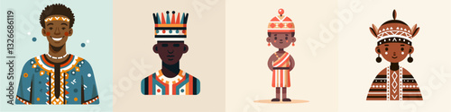 illustration of people in tribal clothing