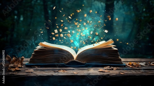 Enchanted fountain pen projecting a swirling vortex of famous literary quotes in glowing text emerging from the pages of an open book   a digital of creativity imagination