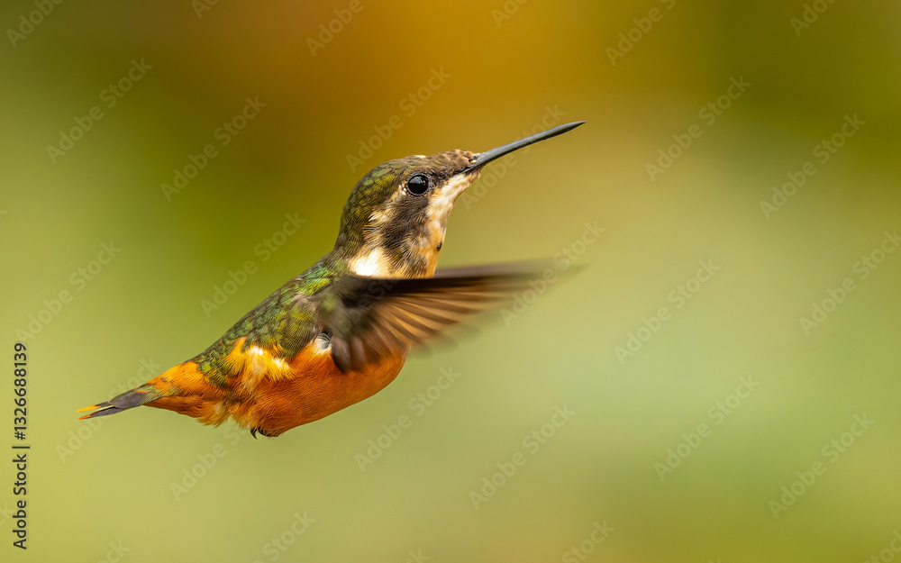 Fototapeta premium Purpurkehl-Sternkolibri oder Mitchellkolibri (Calliphlox mitchellii)