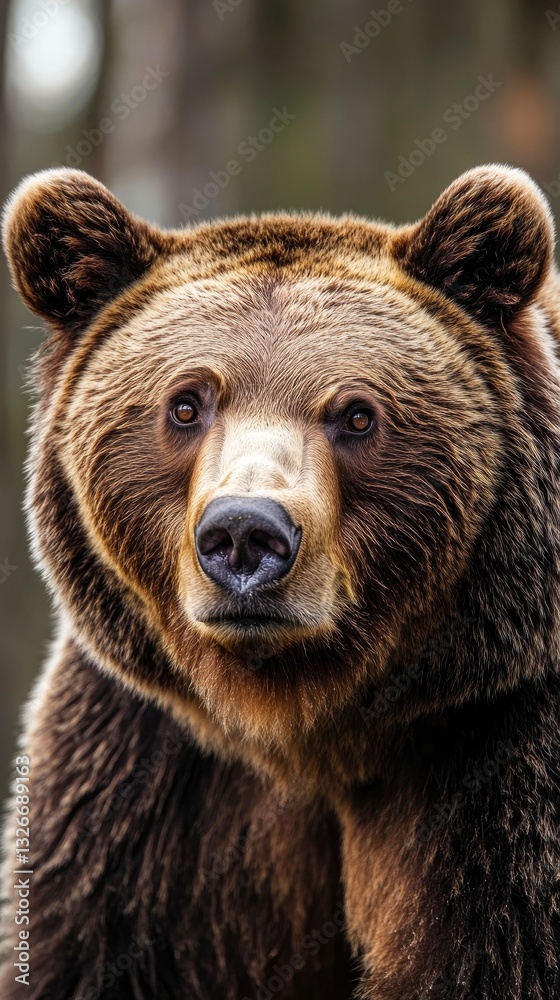 A powerful close-up of a European brown bear in the wild Carpathian forests of Romania A powerful close-up of a European brown bear in the wild Carpathian forests of Romania