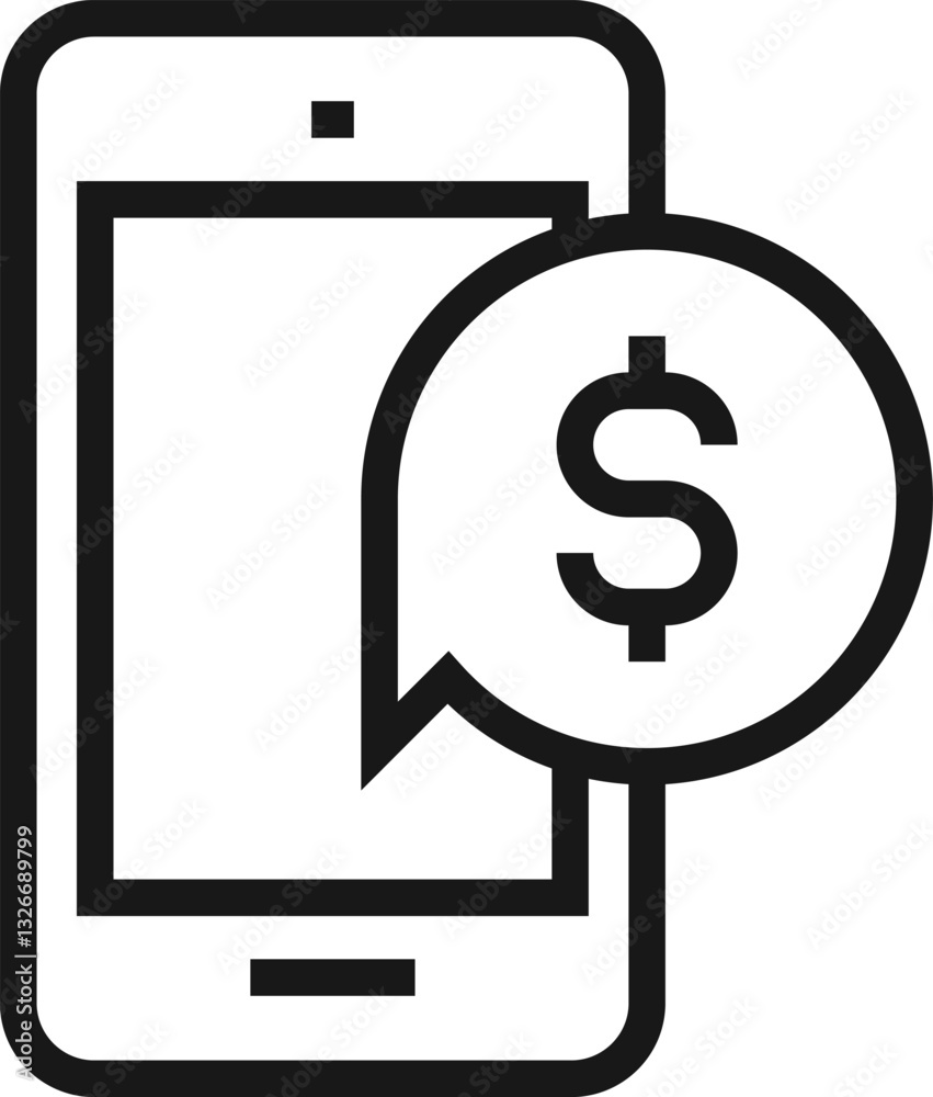 mobile banking flat line web icon concept mobile banking flat line web icon concept