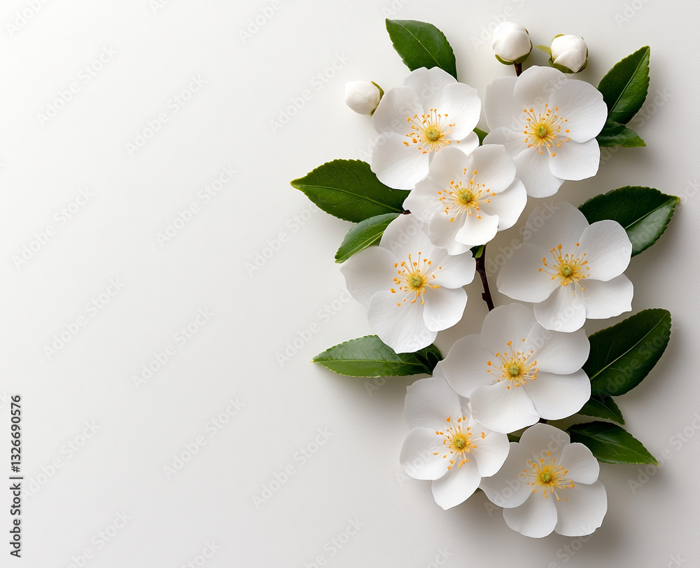 Obraz premium a photograph of white jasmine flowers isolated on a white background