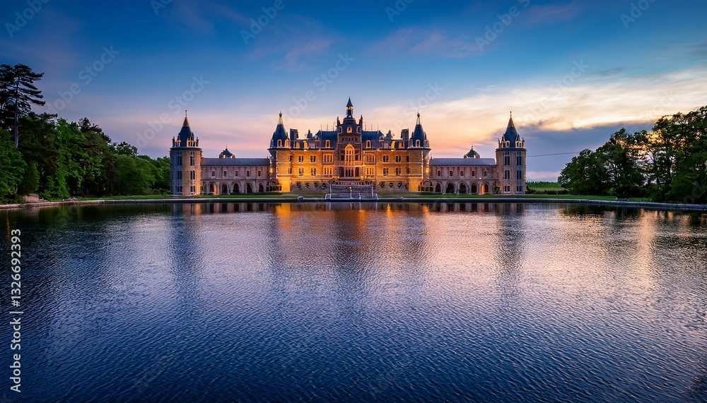 Naklejka premium palace by a serene lake