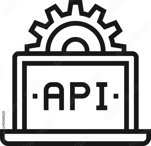 api interface flat line web icon concept