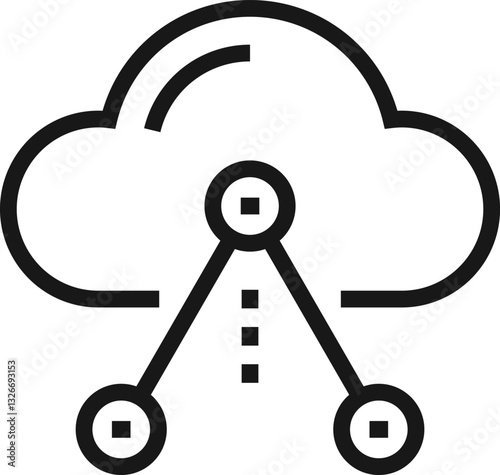 cloud media flat line web icon concept