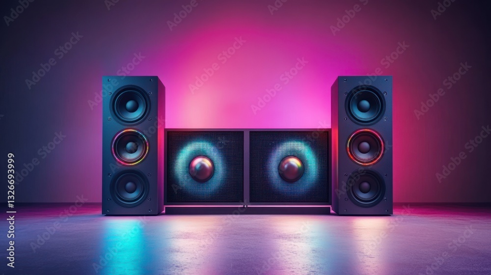 Modern Audio Speaker System with Three Drivers and Colorful LED Lights Modern Audio Speaker System with Three Drivers and Colorful LED Lights