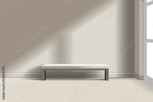 Simple linear icon of a contemporary hallway bench in warm taupe, sleek lines, and minimalistic design.