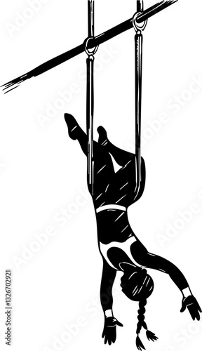 Dynamic aerial acrobatics showcasing gymnastics circus arena performance enthralling environment upward perspective