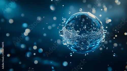 Wallpaper Mural Floating Water Droplet Resembling a Planet in a Surreal Space-Like Scene Torontodigital.ca