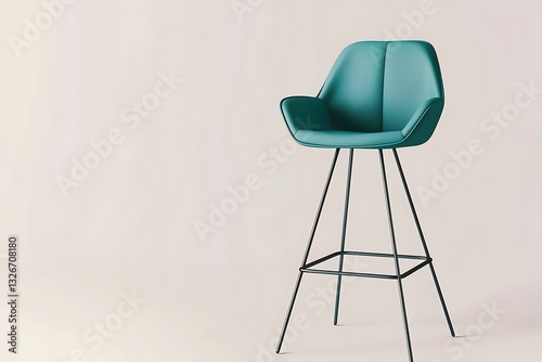 Simple linear icon of a contemporary bar stool in cool teal, sleek lines, and minimalistic design.