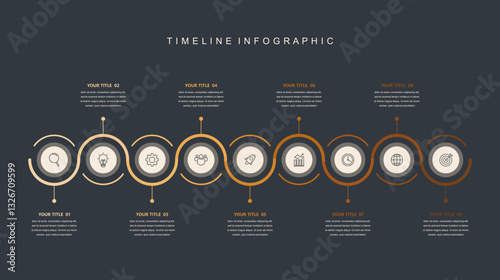 Business road map timeline infographic concept. with icons and 9 options, Corporate milestones graphic elements. workflow layout, diagram, report, web design. Creative, vector