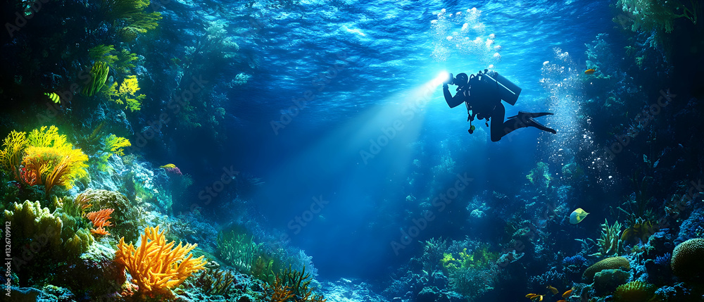 custom made wallpaper toronto digitalDiver exploring vibrant coral reef