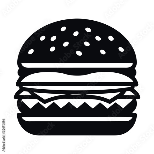 fast food burger icon silhouette on white background   