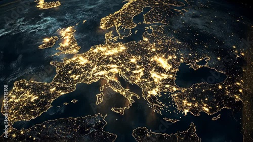 Europe Illuminated at Night – A Stunning Satellite View of Urban Connectivity and Global Networking