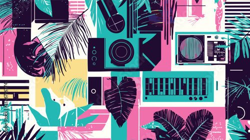 vector of a music blog with album covers