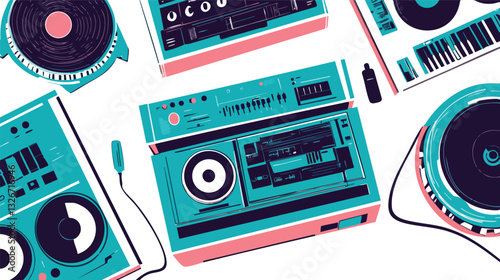 vector of a music blog with album covers