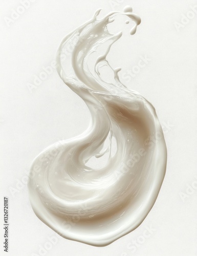 Abstract Milk Splash Flowing in White Creamy Motion