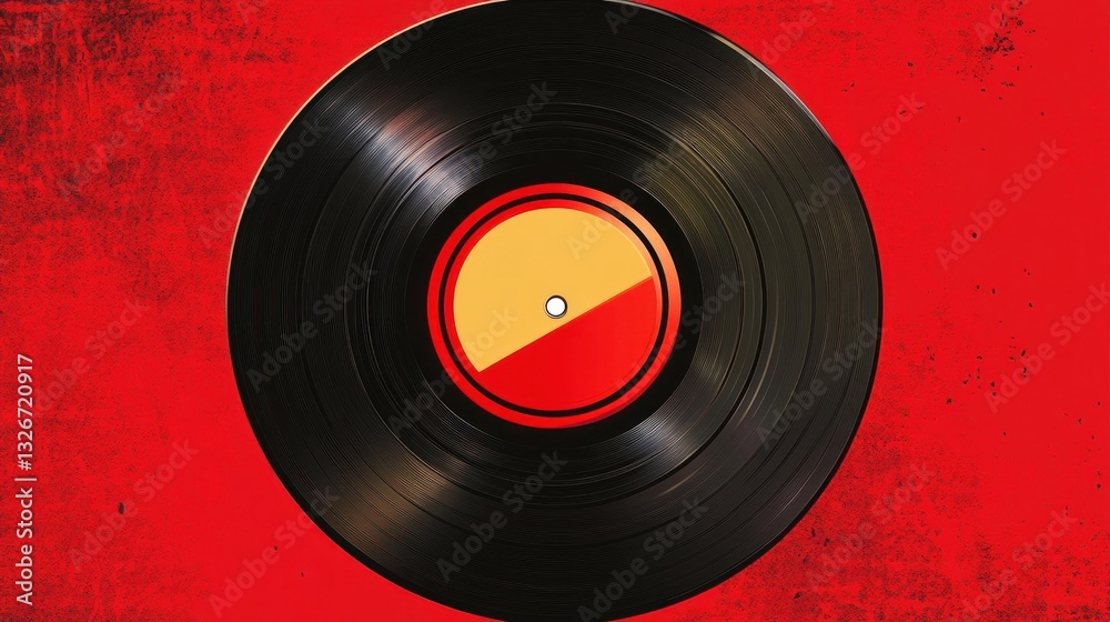 Obraz premium Vintage Vinyl Record on Red Background