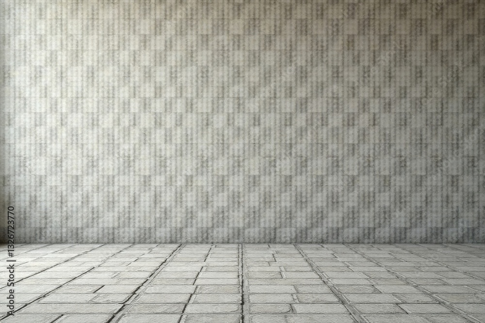 Fototapeta premium A Simple Room Featuring a Neutral Textured Wall and a Stone Floor Ideal for Various Design Applications