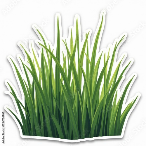 Vibrant Green Sticker of Tall Grass with a Clean Cut Outline