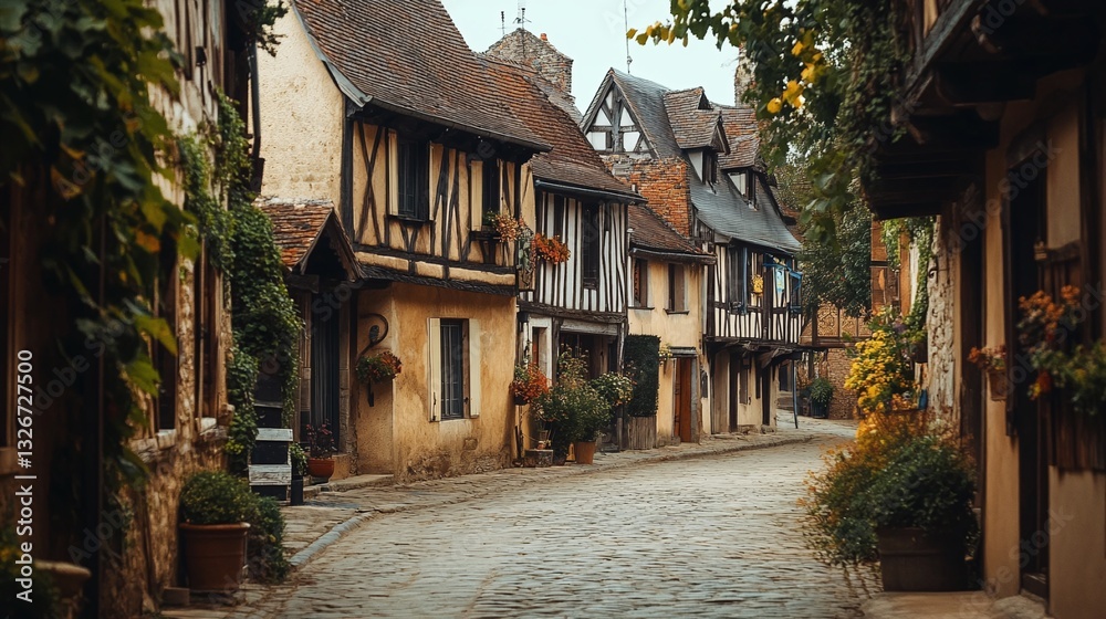 Fototapeta premium traditional European village with house and street